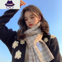 ins格子围巾女秋冬季韩版百搭学生双面披肩保暖加厚仿围脖潮 FISH BASKET