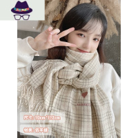 韩版冬季仿围巾女加宽加长保暖长宽披肩百搭格子爱心情侣围脖 FISH BASKET