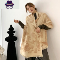 披肩春秋旗袍外搭女冬季百搭送妈妈斗篷高端复古围巾两用 FISH BASKET