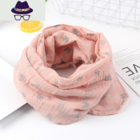 新款儿童围巾春秋薄款男女童猫咪棉麻围脖潮宝宝秋冬防风保暖丝巾 FISH BASKET