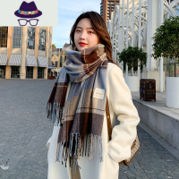 2021围巾女冬季韩版百搭格子秋冬加厚保暖披肩情侣学生围脖ins潮 FISH BASKET