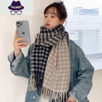 2021新款千鸟格子ins围巾女秋冬季韩版百搭学生披肩保暖围脖男潮 FISH BASKET
