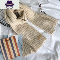 长款加厚围巾情侣款男女士秋冬季学生针织百搭韩版保暖围脖ins潮 FISH BASKET