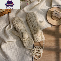 冬季男女士粗麻花马海毛挂脖加绒加厚保暖毛线学院包指手套礼盒装 FISH BASKET