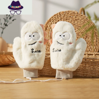 秋冬季手套女保暖可爱搞怪情侣男生加绒加厚挂脖连指毛绒防寒礼物 FISH BASKET