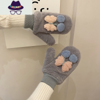 日系甜美可爱手套女冬天保暖加绒韩版卡通学生软妹骑行挂脖手套 FISH BASKET