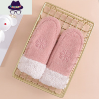 手套冬季女挂脖可爱ins加绒学生可爱韩版防寒仿羊羔绒连指骑车 棉 FISH BASKET