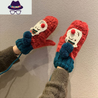 针织手套冬天女ins可爱加绒保暖加厚圣诞挂脖手套冬季骑行潮 FISH BASKET