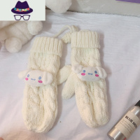 网红玉桂狗手套女可爱日系毛线挂脖手套学生冬天保暖 FISH BASKET