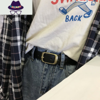 自制皮带韩国INS新款韩风BF风方扣做旧铜扣学生复古腰带不撞款女 FISH BASKET