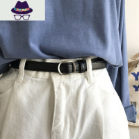 韩国东大门新款韩版黑色小腰带无孔女学生百搭皮带女细软不用打孔 FISH BASKET