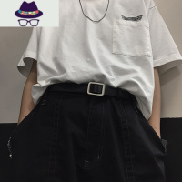 韩国ins复古黑色个性pu皮带学生百搭休闲牛仔裤细腰带配饰男女潮 FISH BASKET