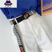 百搭情侣韩国原宿风帆布腰带字母加长皮带女黑色休闲牛仔裤裤带男 FISH BASKET