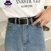 ins韩国新款皮带uzzlang长方形铜扣chic复古简约女士宽腰带PU皮潮 FISH BASKET