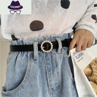 韩国新款圆扣珍珠镶嵌可爱皮带女装饰学生好看简约百搭牛仔裤腰带 FISH BASKET