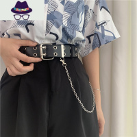 腰带女 朋克风双排扣气眼宽腰带 时尚街拍裤带链条男女士皮带 FISH BASKET