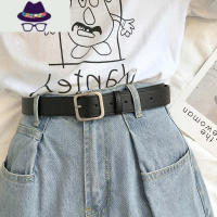 简约方扣腰带男女通用宽皮带女Chic学生韩国时尚ins裤带百搭黑潮 FISH BASKET