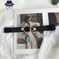 腰带女夏季装饰连衣裙腰封配裙子黑色百搭宽皮带弹力松紧时尚新款 FISH BASKET