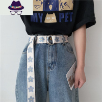 小花朵帆布皮带女装饰宽ins风韩国学生可爱简约百搭牛仔裤腰带潮 FISH BASKET