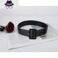 黑色宽腰带女方扣装饰搭裙子半身裙收腹腰封简约大气韩版时尚皮带 FISH BASKET