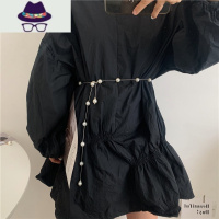 韩版珍珠腰链女士装饰配连衣裙子带时尚百搭细腰带简约小皮带收腰 FISH BASKET