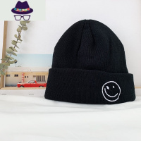 冬天帽子女秋冬季情侣瓜皮帽男韩版笑脸毛线帽学生针织地主帽百搭 FISH BASKET