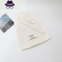 帽子女日系堆堆帽韩版百搭贴布毛线套头帽包头日系针织冷帽月子帽 FISH BASKET