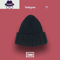 梅子色线帽女秋冬加厚保暖百搭双层卷边护耳针织帽显脸小冷帽 FISH BASKET帽子