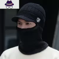 帽子男冬天加绒加厚护耳毛线帽保暖针织护颈连体帽青年骑车防风帽 FISH BASKET