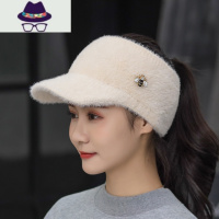 空顶毛线帽子女秋冬季百搭保暖仿貂绒针织帽户外跑步无顶鸭舌帽潮 FISH BASKET