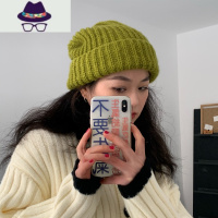 自制 巨大的毛线帽子大头福音显脸小草绿针织帽女保暖厚实粗线男 FISH BASKET
