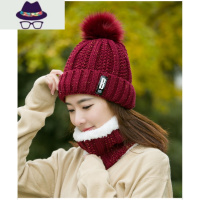 保暖子女 字母时尚加厚针织套头帽 韩版潮双层秋冬围脖套装 FISH BASKET帽子