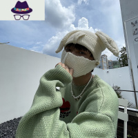 尾郎的店 凹造型兔子耳朵帽子ins潮欧美毛线帽女针织帽男潮牌情侣 FISH BASKET