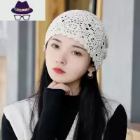 春秋薄款镂空手工钩花帽子女勾花编织毛线针织秋冬网红包头帽女士 FISH BASKET
