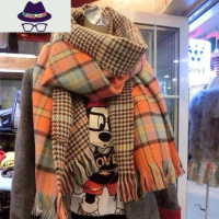 新款双面格子围巾秋冬季加厚披肩保暖围巾防学生女士围巾韩国 FISH BASKET