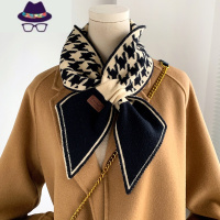 千鸟格围巾女秋冬季小围脖护颈2021新款韩版百搭保暖可爱少女针织 FISH BASKET