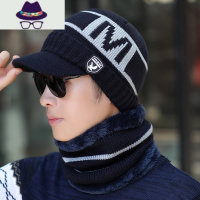 帽子男冬天韩版青年保暖毛线帽中老年男士棉帽冬季时尚百搭针织帽 FISH BASKET