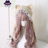 日系秋冬软妹甜美可爱猫耳朵护耳针织毛线帽粗针织显脸小毛线帽子 FISH BASKET