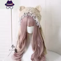 日系秋冬软妹甜美可爱猫耳朵护耳针织毛线帽粗针织显脸小毛线帽子 FISH BASKET