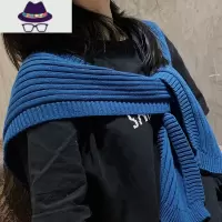 秋冬季毛线针织装饰打结小披肩秋季外搭网红女搭肩护颈椎小围巾潮 FISH BASKET