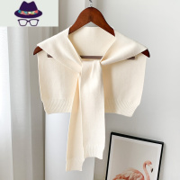 小披肩女秋冬季韩版针织外搭短款百搭空调房护颈打结围脖斗篷围巾 FISH BASKET