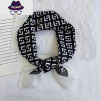 棉麻丝巾发带小方巾女韩国洋气时尚秋冬季百搭保暖领巾围巾围脖女 FISH BASKET