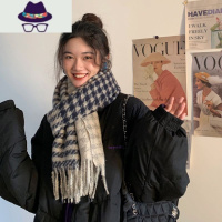 千鸟格围巾女郑格纹多喜复古百搭ins生日礼物秋冬季保暖围脖韩版 FISH BASKET