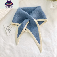 小围脖女春秋薄款三角巾百搭交叉针织围巾冬季护颈椎脖套保暖学生 FISH BASKET