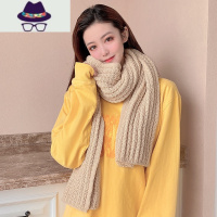 原宿风粗毛线针织围巾女冬季韩版百搭保暖日系学生纯色礼品围脖男 FISH BASKET