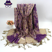 春秋丽江超大棉麻手感民族风女冬季保暖围巾流苏披肩两用超长 FISH BASKET