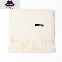 白色围巾女冬季纯白长款ins韩版百搭简约仿双面保暖围脖冬天 FISH BASKET