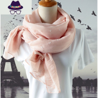 新款春夏冬季韩版棉麻质感百搭长款披肩丝巾两用超长纱巾围巾女士 FISH BASKET