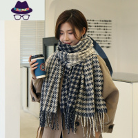 新款千鸟格仿围巾女韩版披肩两用女秋冬季保暖加厚围脖百搭 FISH BASKET