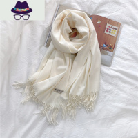 纯色仿围巾女春秋冬季韩版新款百搭驼色流苏保暖加厚围脖披肩 FISH BASKET